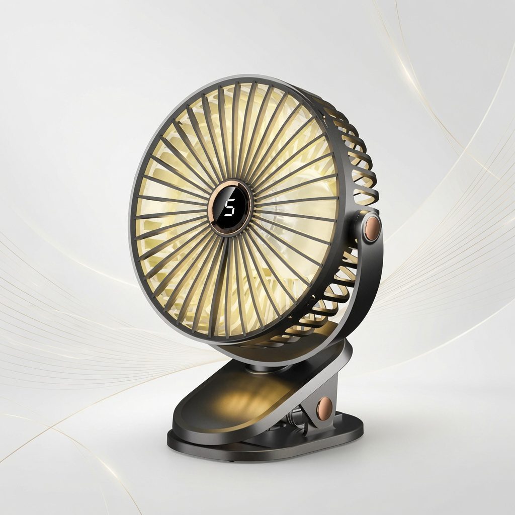 JPNPL 5-Speed 720° Clip-On Fan with Night Light