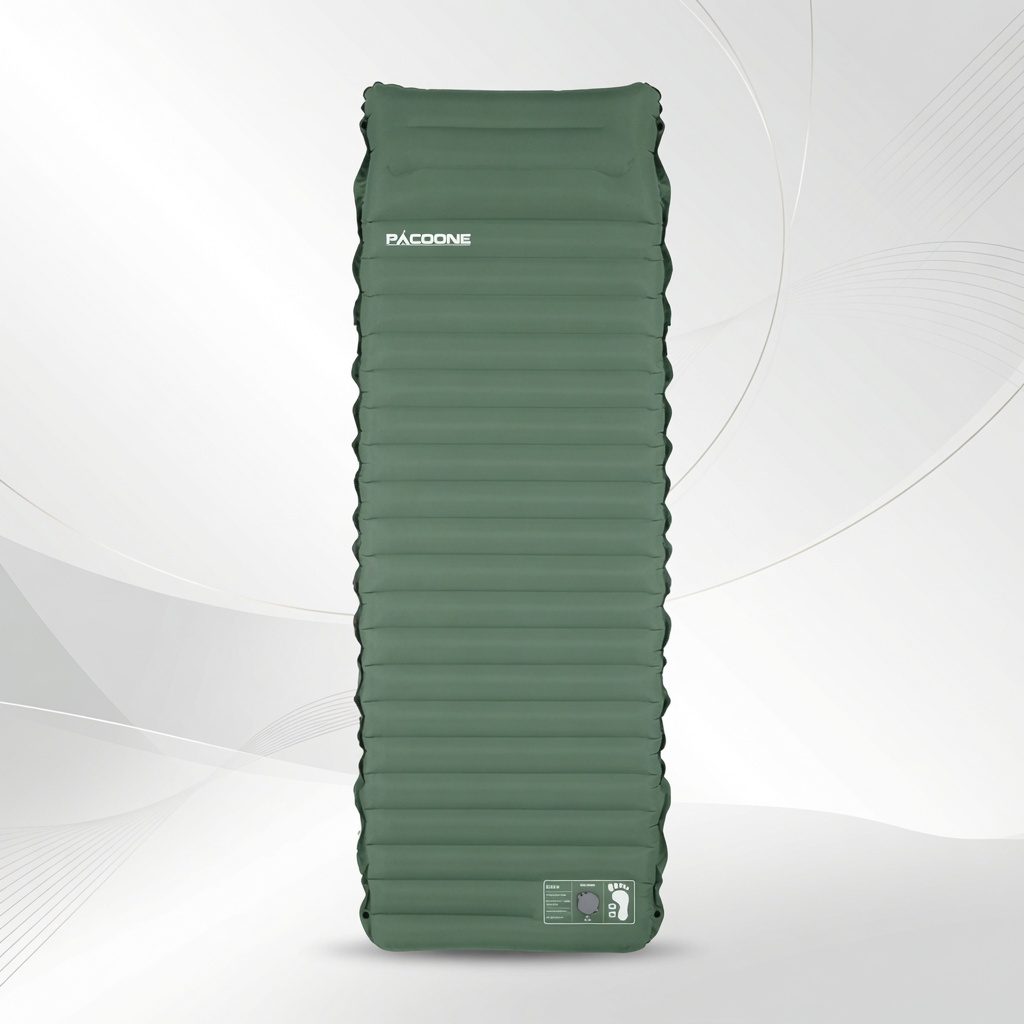PACOONE Ultralight 10cm Thick Self-Inflating Sleeping Pad with Integrated Pillow